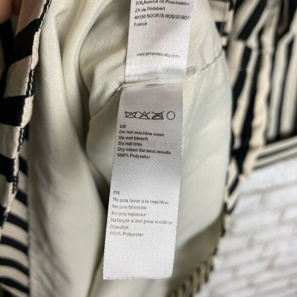 Amuse Society Dress Caught You Looking Striped Faux Wrap Mini Black Cream L - Picture 6 of 8